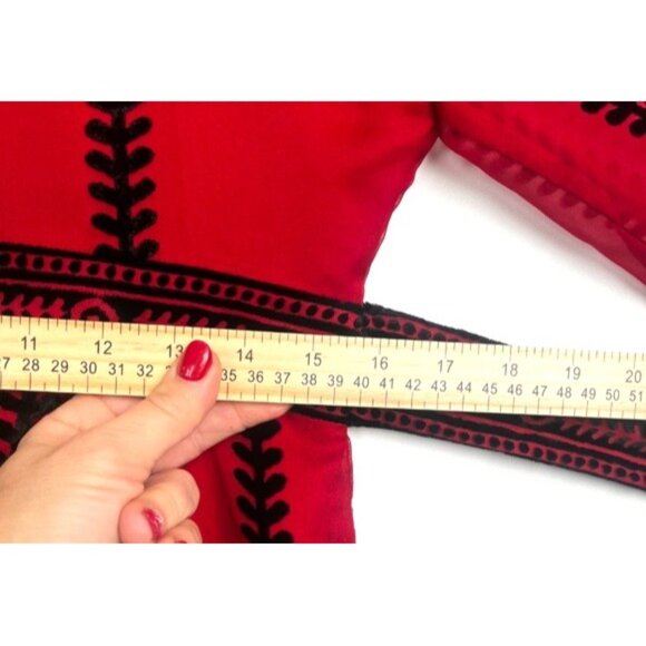 Boston Proper 3/4 Bell Sleeve Velvet Burnout Blouse Ties Back Small Whimsigoth - Picture 15 of 16